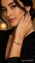 Gold Green Square Stone Bracelet | BRIN10