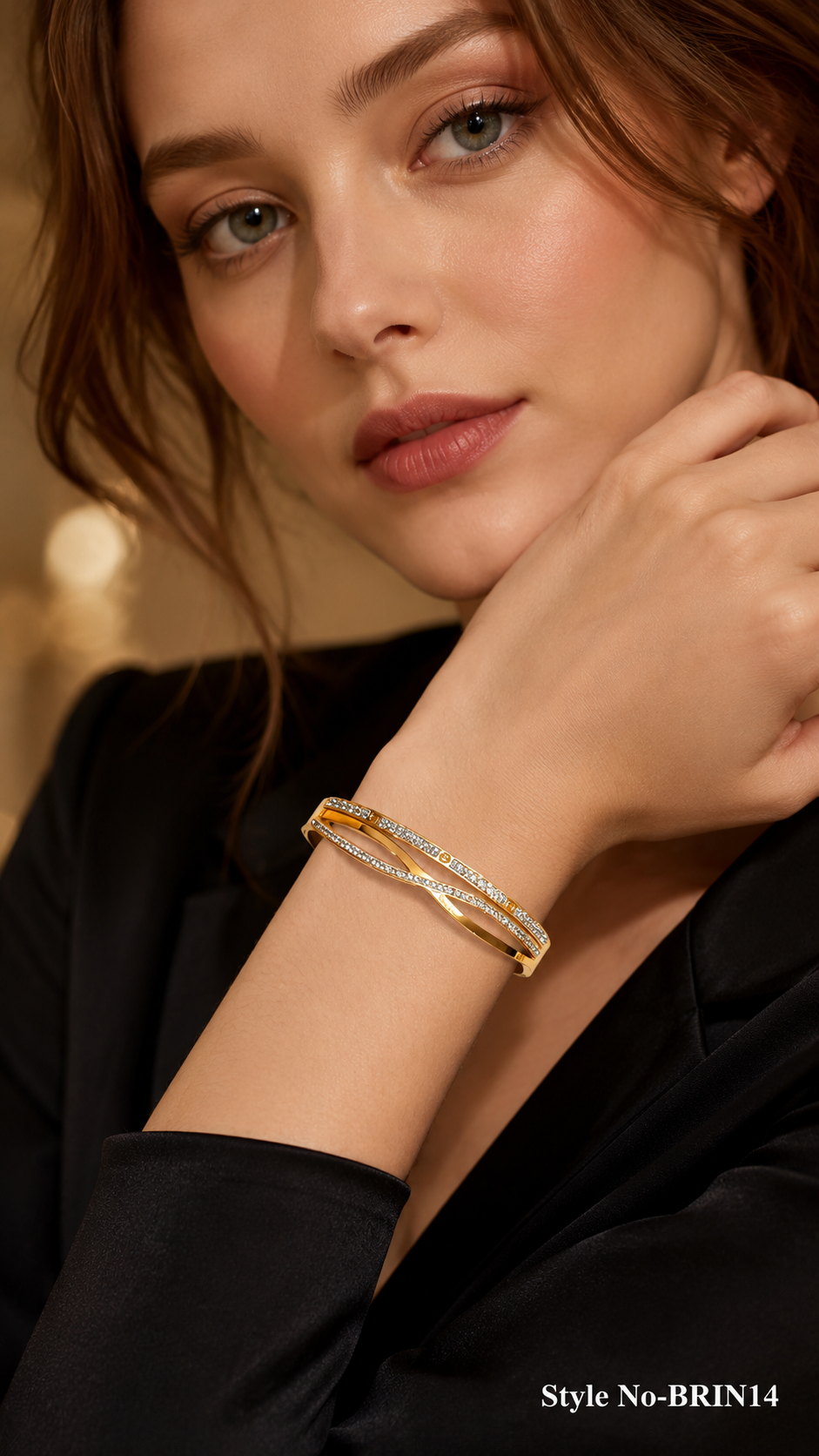 Gold Double Row Crystal Bracelet | BRIN14