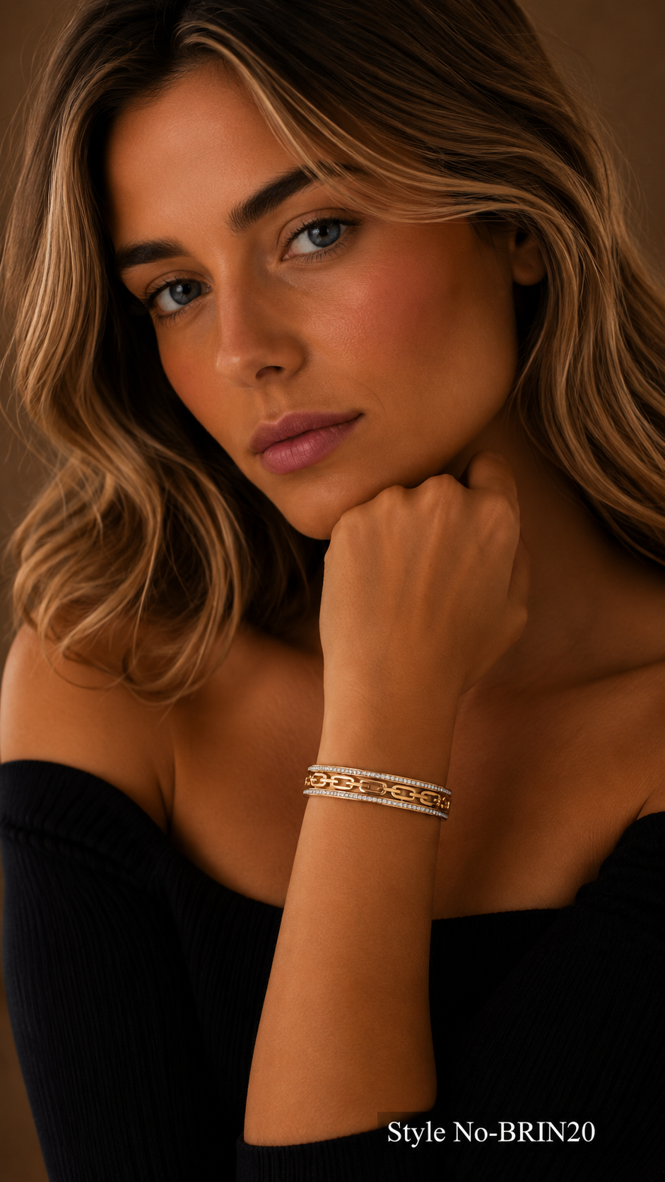 Gold Pavé Row Bracelet | BRIN20