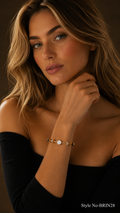 Gold Pearl Station Bracelet | BRIN28