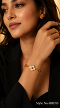 Gold White Flower Bracelet | BRIN5