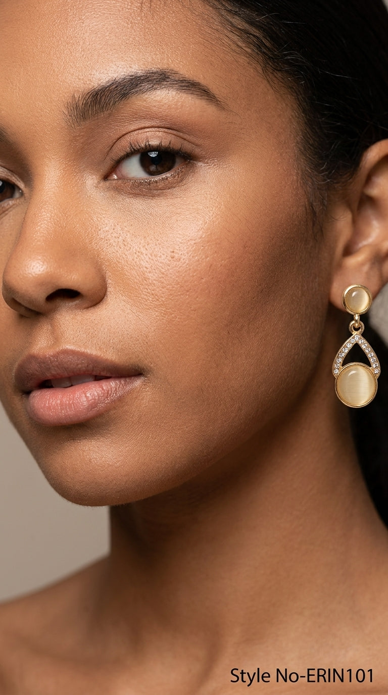 Rose Gold Oval Pearl Drop Earrings | ERIN101