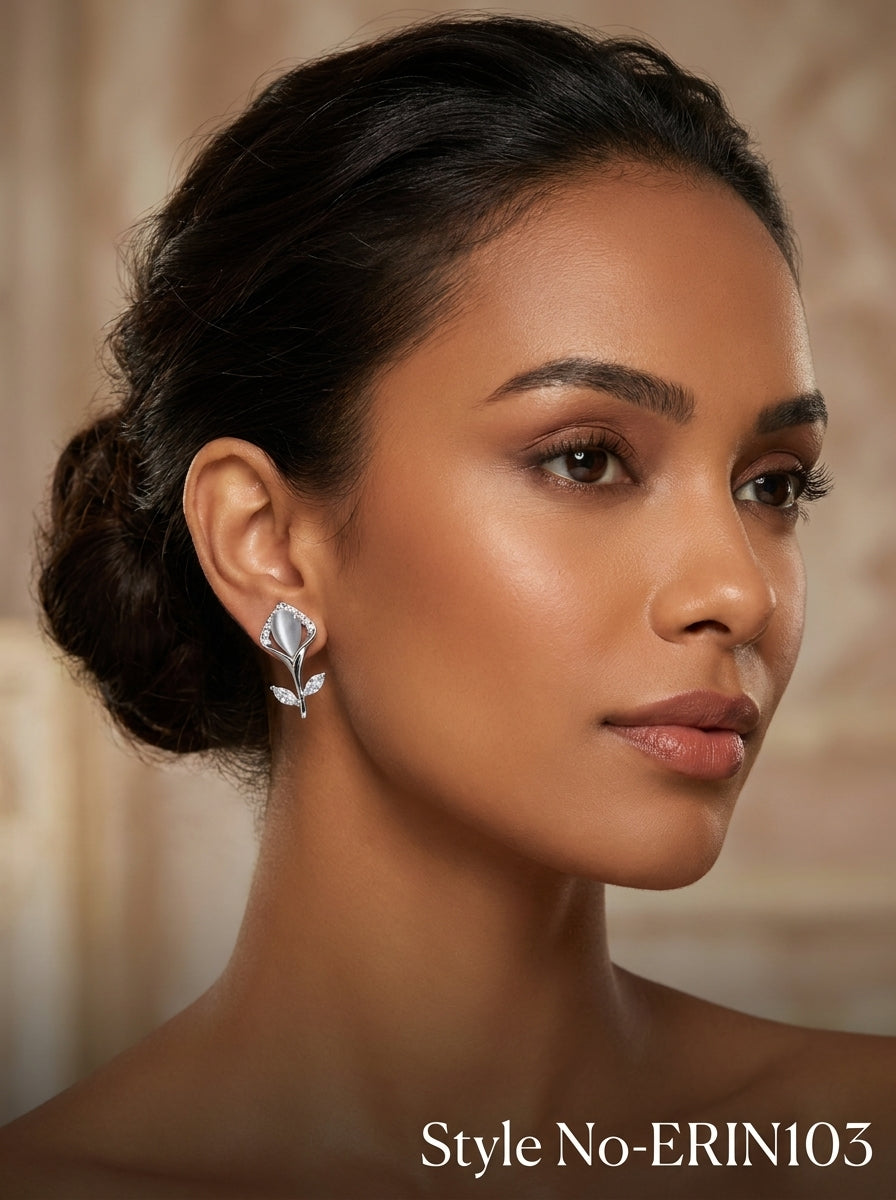 Silver Leaf Drop Earrings | ERIN103