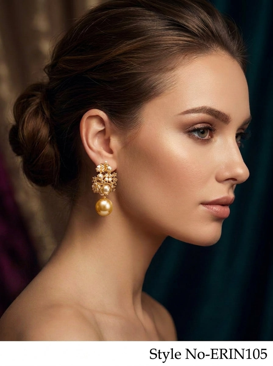 Rose Gold Flower Cluster Drop Earrings | ERIN105