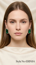 Green Rectangular Crystal Stud Earrings | ERIN114