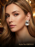 Gold Clear Square Crystal Stud Earrings | ERIN115