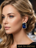 Blue Square Crystal Stud Earrings | ERIN117