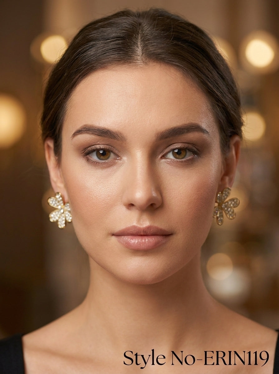 Gold Floral Stud Earrings | ERIN119