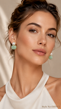 Green Pearl Button Stud Earrings | ERIN12