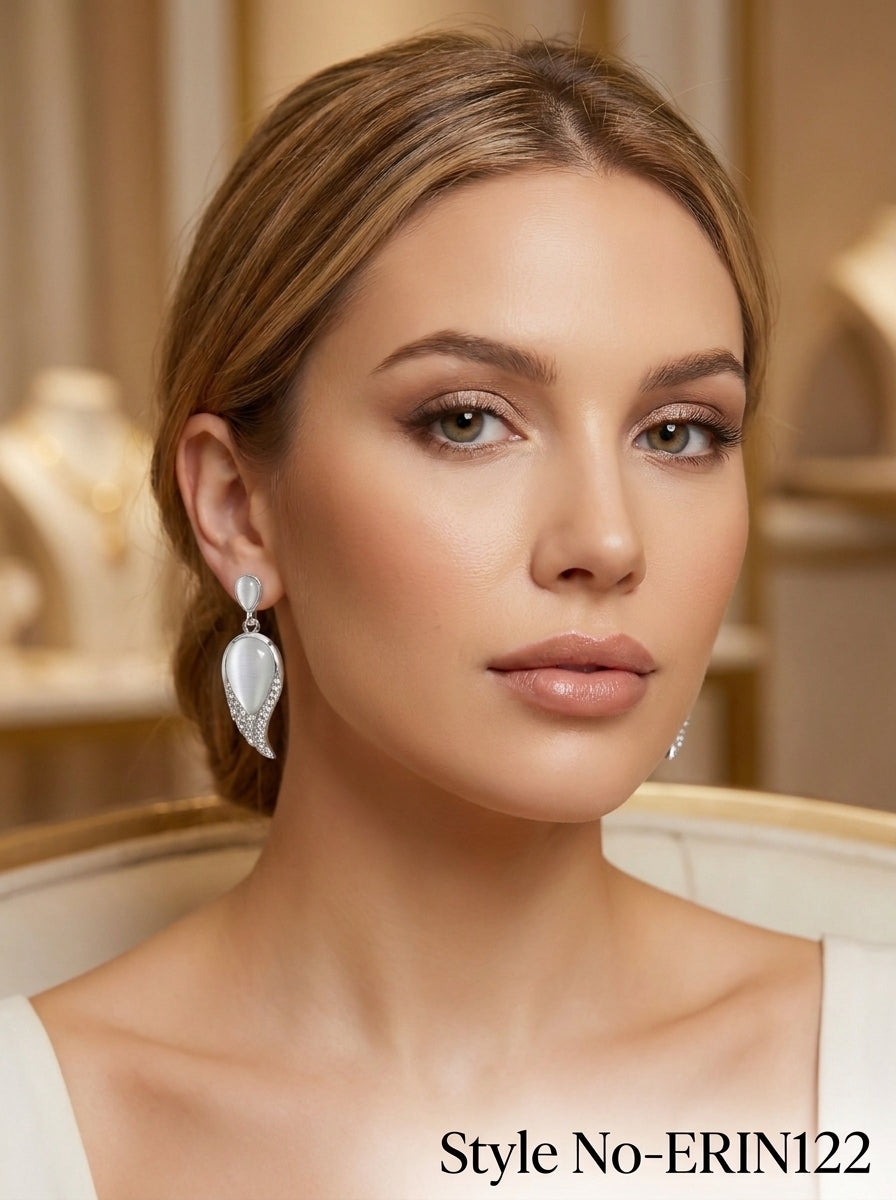 Silver Wing Teardrop Drop Earrings | ERIN122