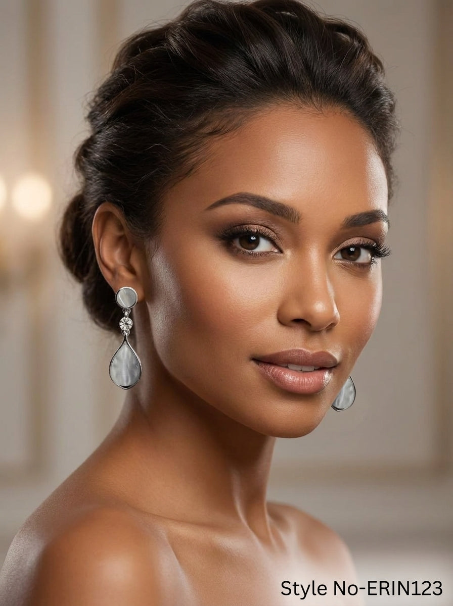 Silver Pearl Teardrops Earrings | ERIN123