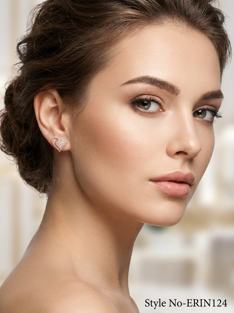 Rose Gold Heart Stud Earrings | ERIN124