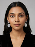 Silver Oval Pearl Stud Earrings | ERIN130