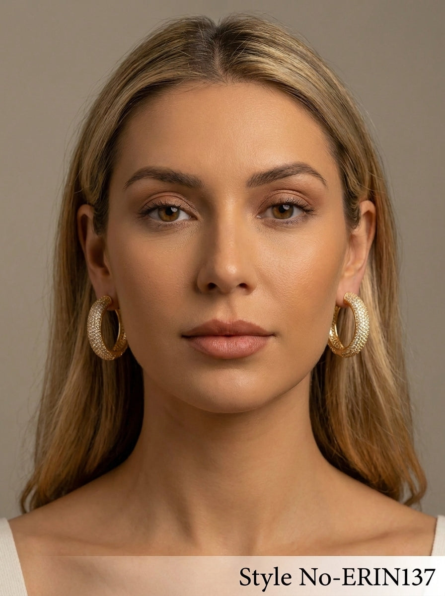 Gold Textured Hoop Earrings | ERIN137