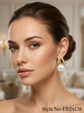 Gold and White Pearl Cluster Drop Earrings | ERIN138