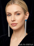 Silver and Blue Floral Drop Earrings | ERIN146