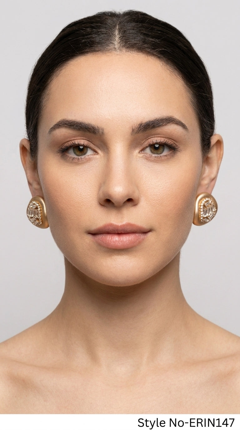 Gold Textured Pearl Drop Earrings | ERIN147