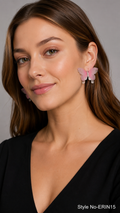 White and Pink Flower Drop Earrings | ERIN15