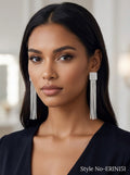 Silver Fringe Tassel Drop Earrings | ERIN151