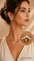 Yellow Yellow Flower Pearl Drop Earrings | ERIN163