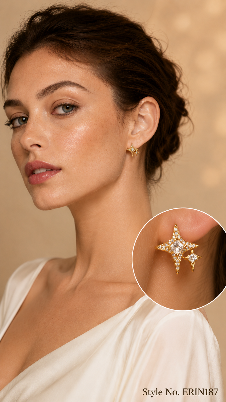 Rose Gold Round Halo Stud Earrings | ERIN187