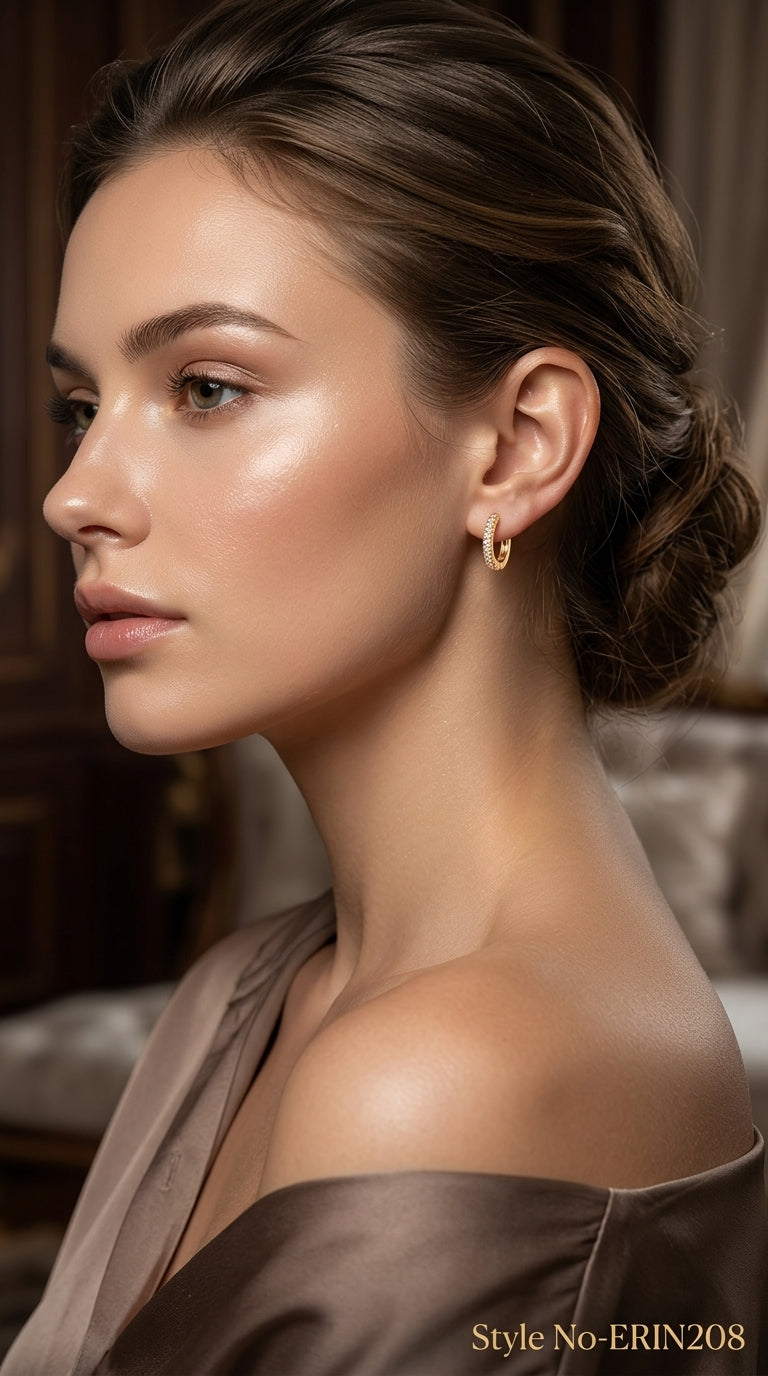 Rose Gold Hoop Drop Earrings | ERIN208