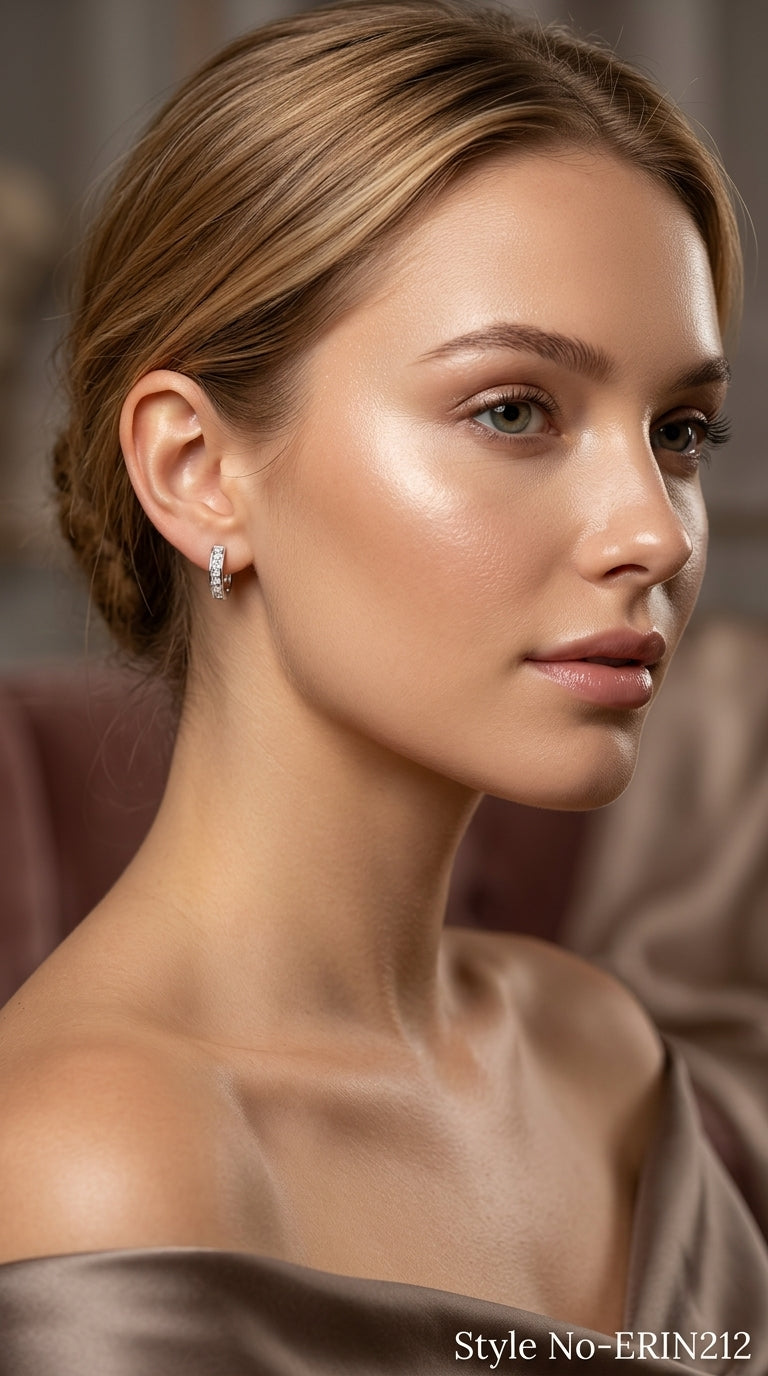 Silver Curved Bar Stud Earrings | ERIN212
