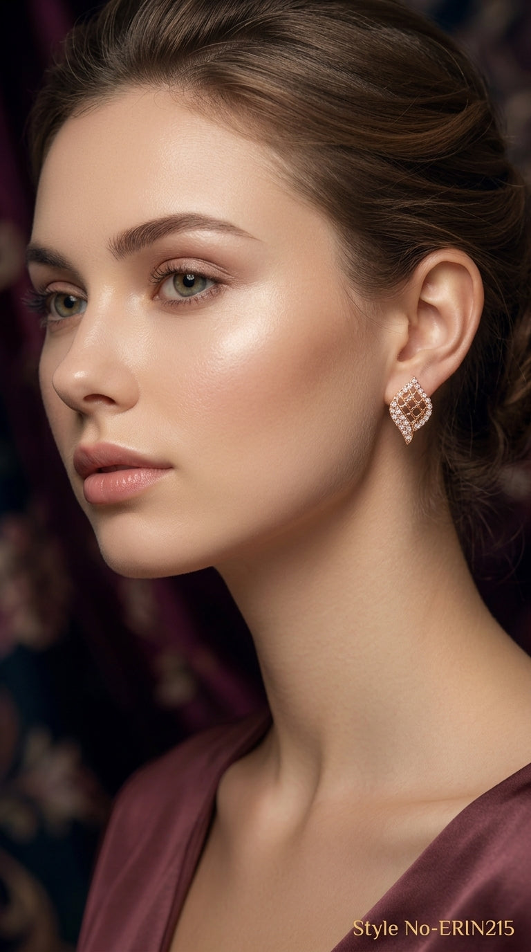 Rose Gold Heart Outline Drop Earrings | ERIN215