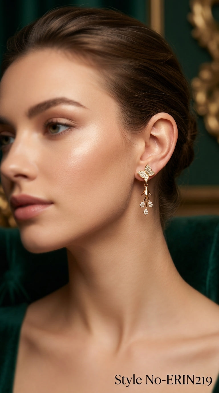 Gold Flower Stud Earrings | ERIN219