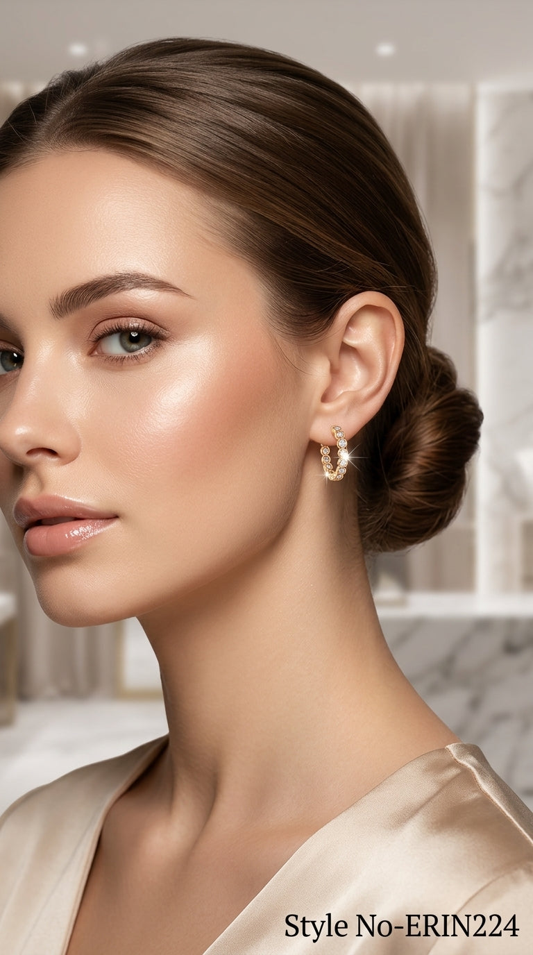 Gold Patterned Drop Earrings | ERIN224
