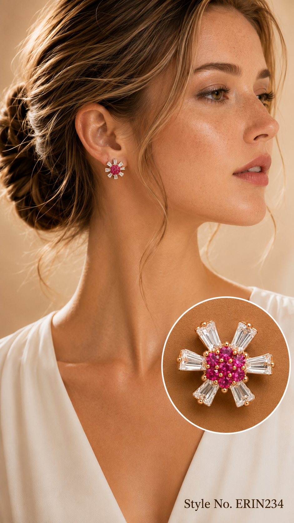 Pink Floral Drop Earrings | ERIN234
