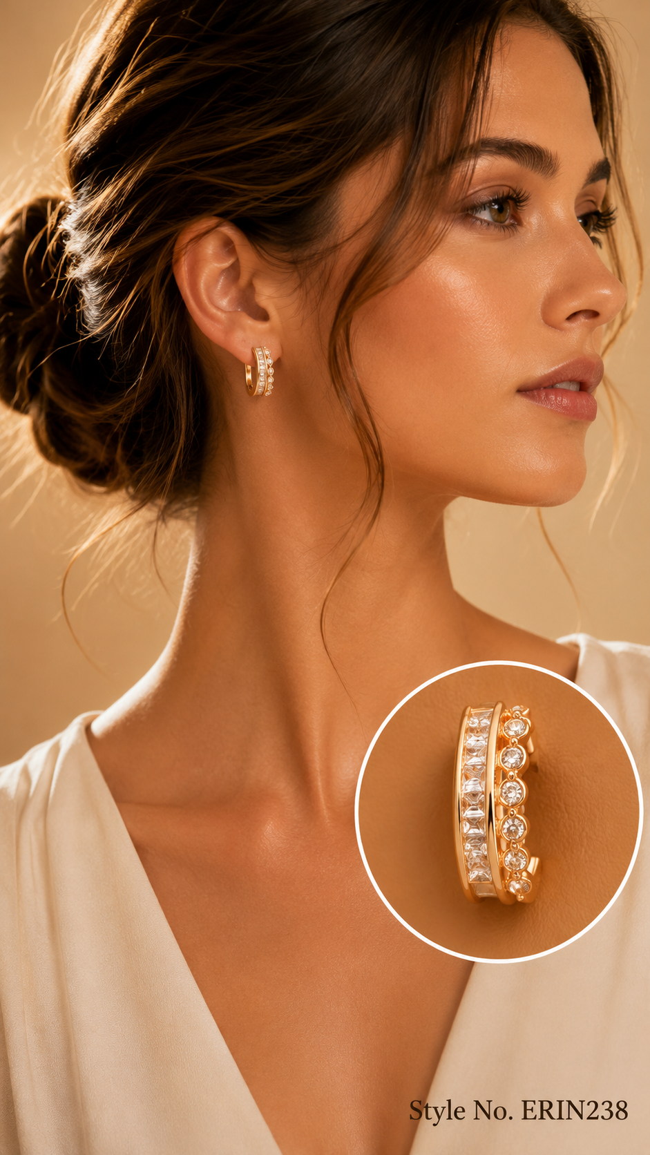 Gold Wavy Bar Drop Earrings | ERIN238