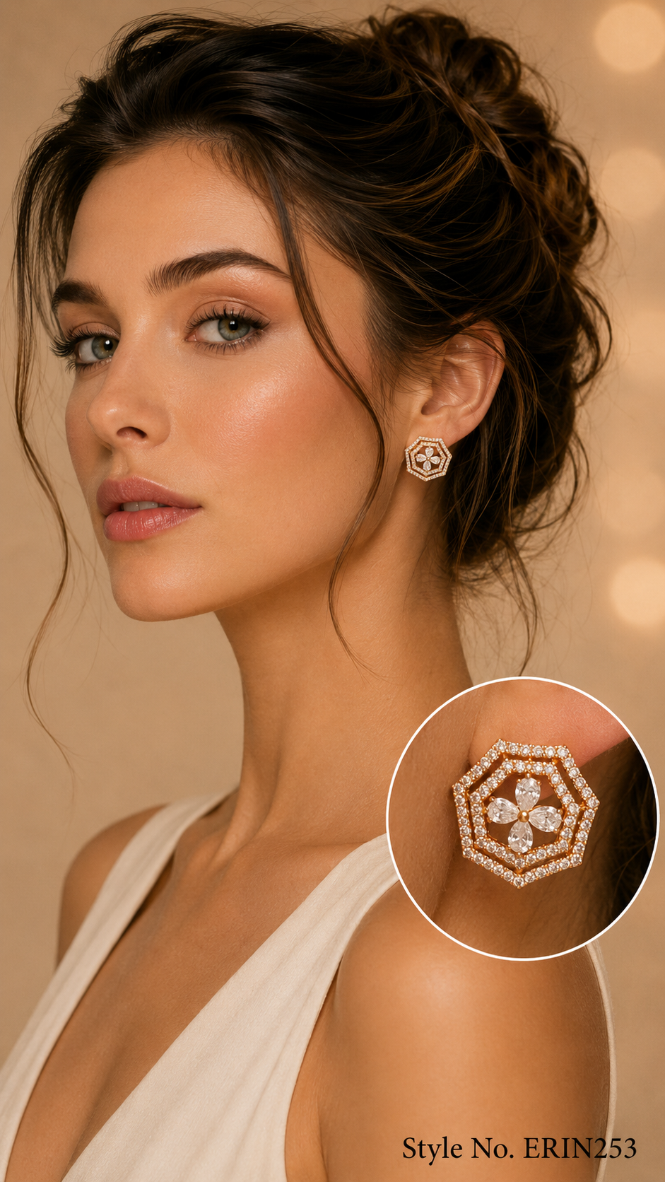 Rose Gold Bar Line Drop Earrings | ERIN253