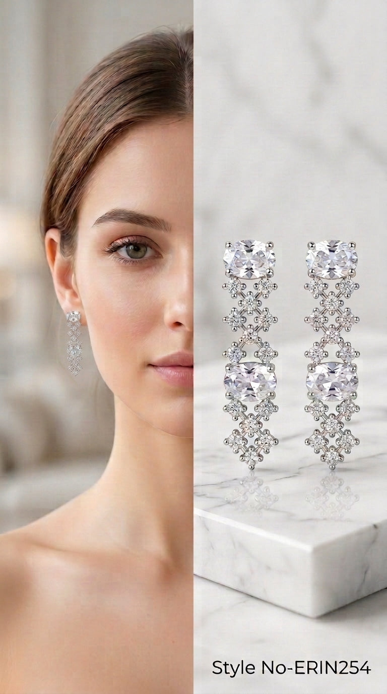 Silver Floral Dangle Earrings | ERIN254