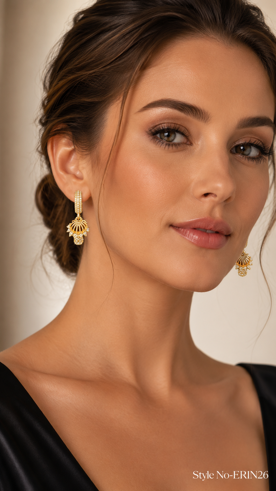 Gold Crystal Drop Stud Earrings | ERIN26