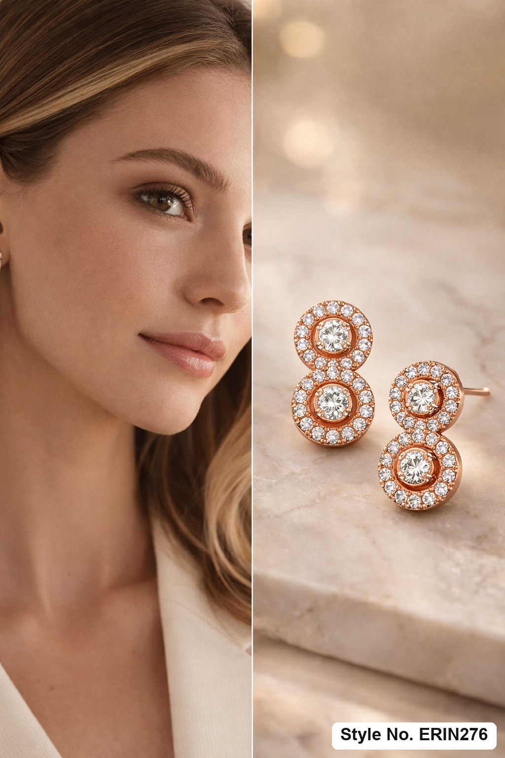 Rose Gold Twisted Drop Stud Earrings | ERIN276