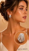 Silver Ribbed Hoop Stud Earrings | ERIN279
