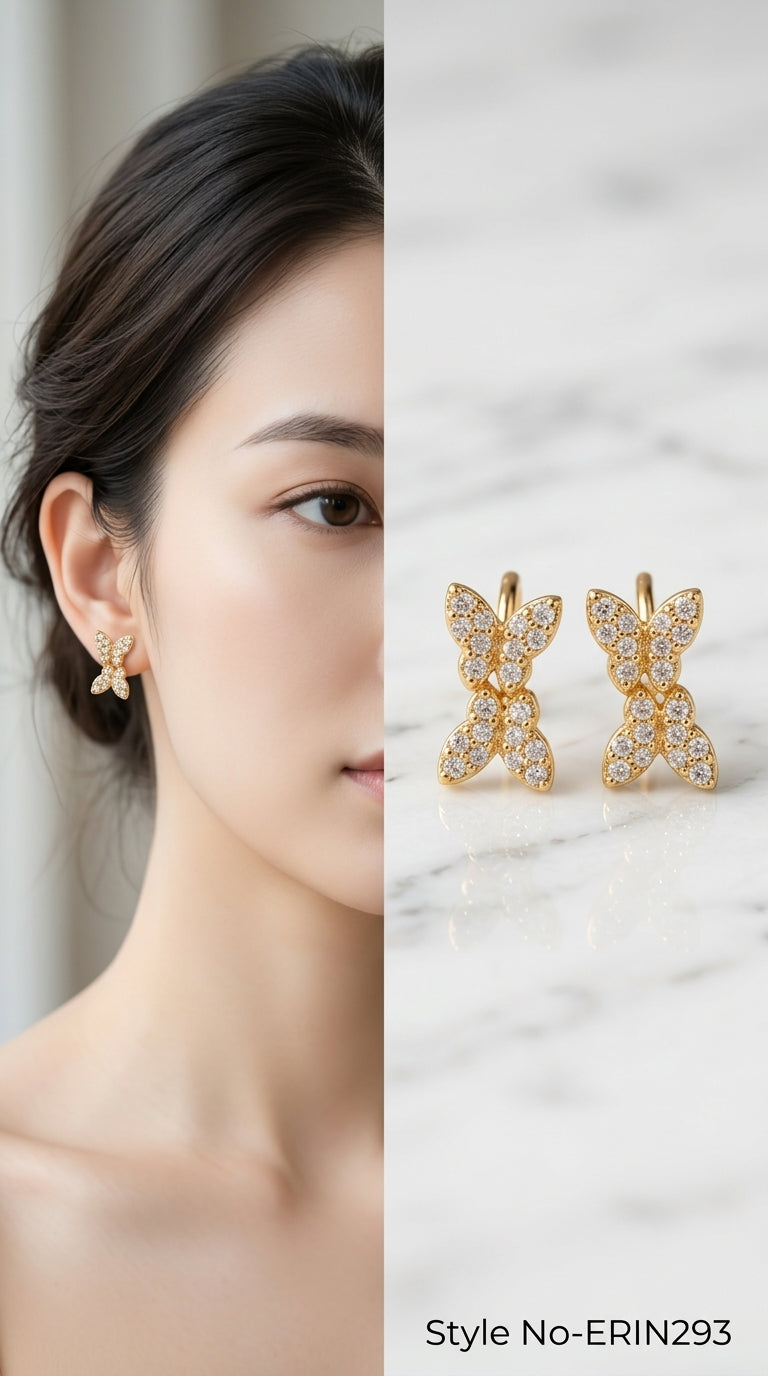 Rose Gold Bar Crystal Stud Earrings | ERIN293