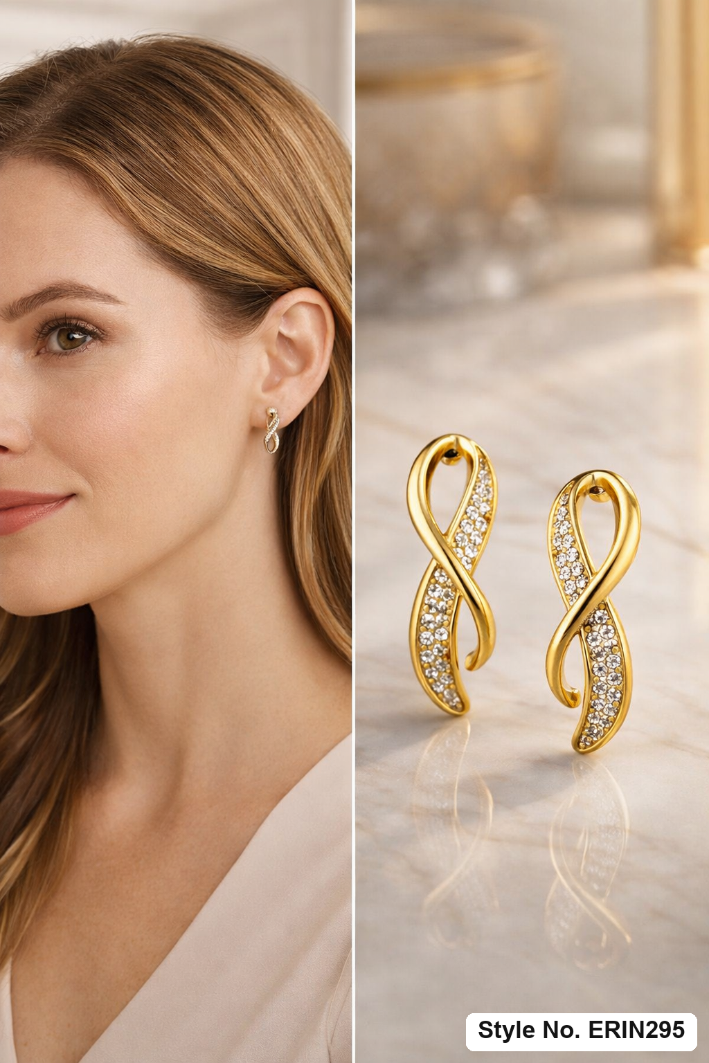 Rose Gold Circular Crystal Stud Earrings | ERIN295