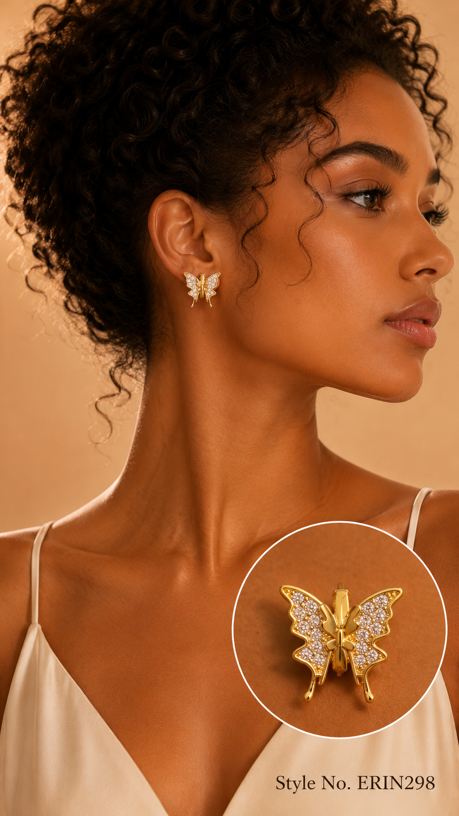 Gold Flower Pearl Stud Earrings | ERIN298