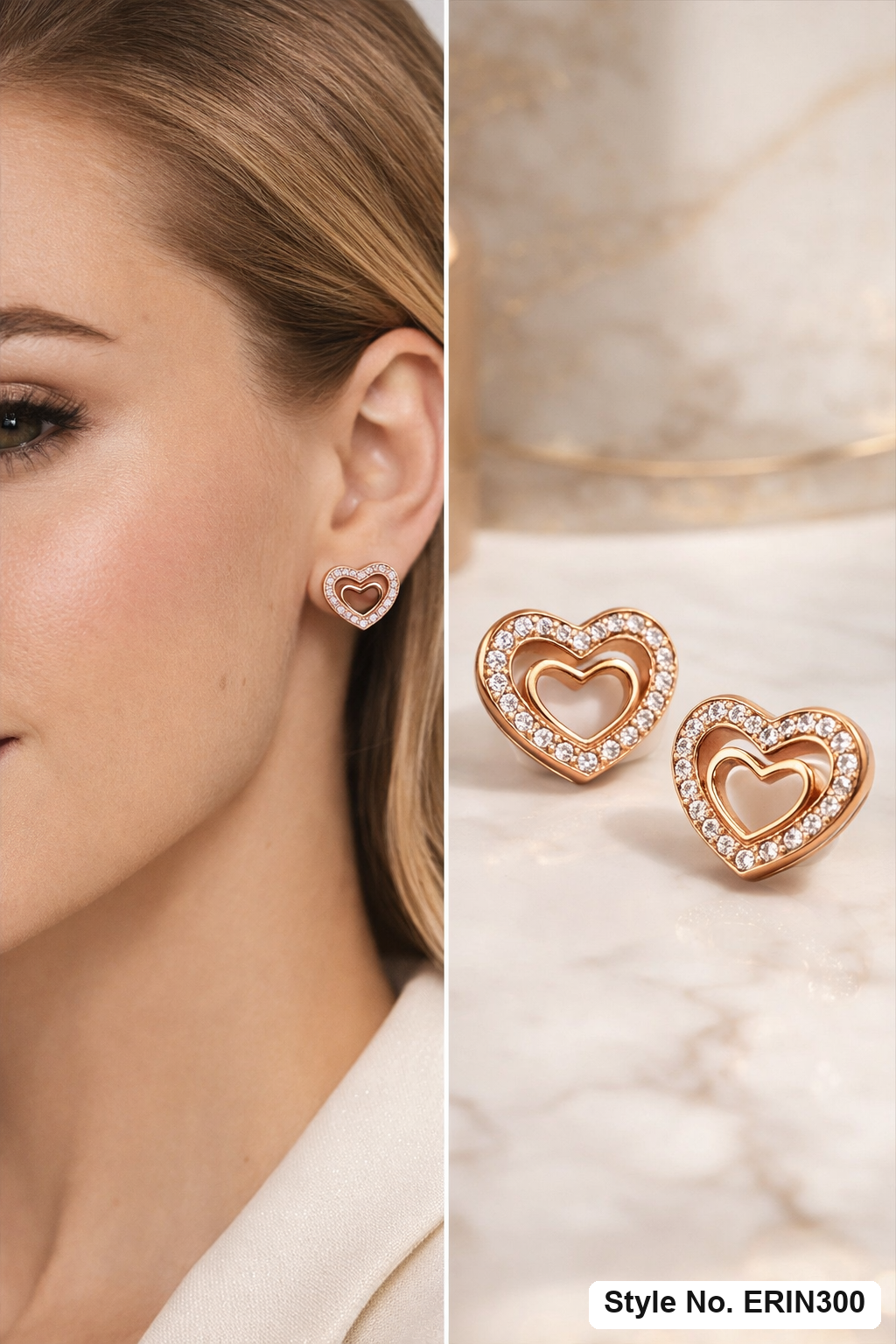 Rose Gold Leaf Drop Earrings | ERIN300