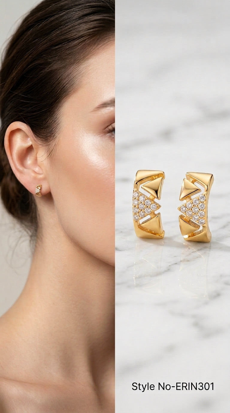 Gold Oval Drop Stud Earrings | ERIN301