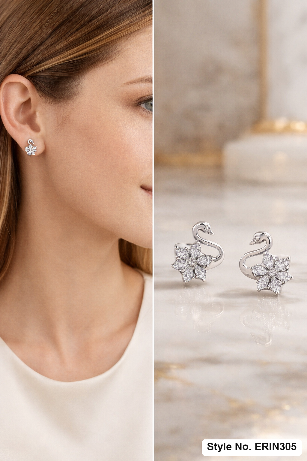 Silver Flower Stud Earrings | ERIN305