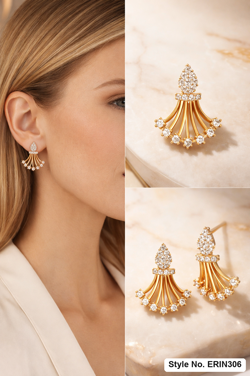 Rose Gold Floral Drop Earrings | ERIN306