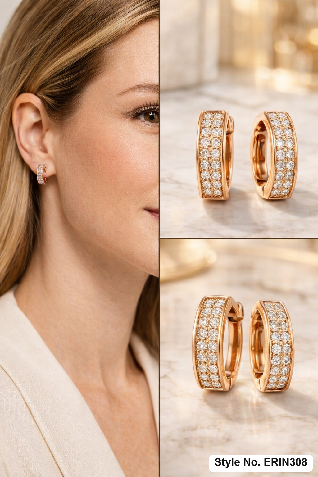 Rose Gold Chain Loop Drop Earrings | ERIN308