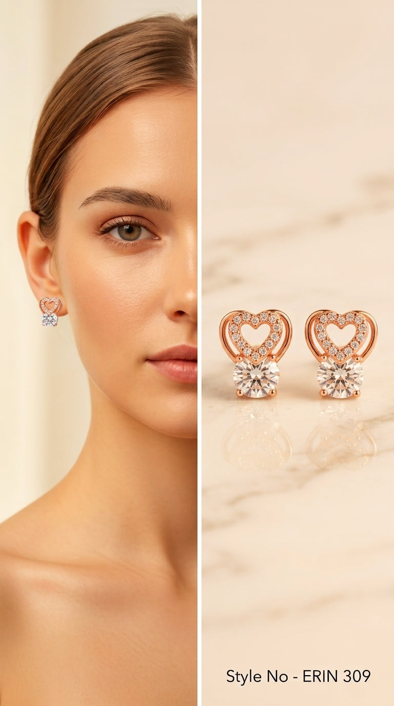 Rose Gold Round Crystal Stud Earrings | ERIN309
