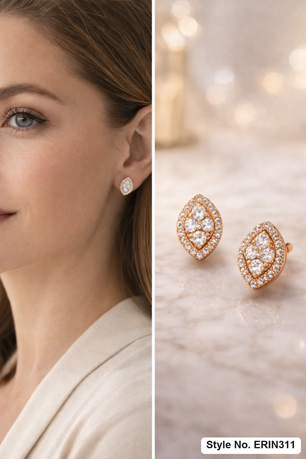 Rose Gold Floral Drop Earrings | ERIN311