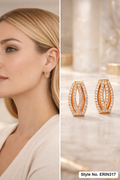 Rose Gold Ribbed Hoop Earrings | ERIN317