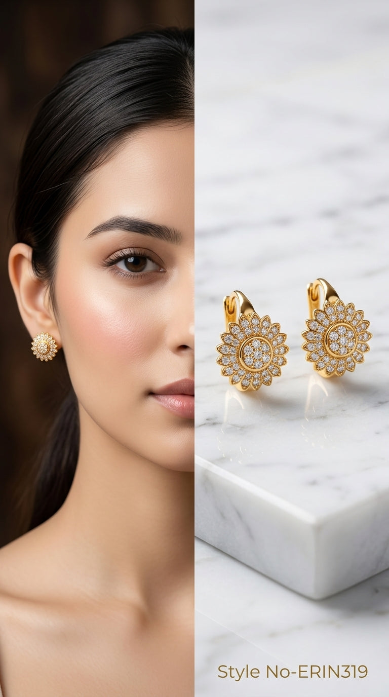 Rose Gold Stud Drop Earrings | ERIN319
