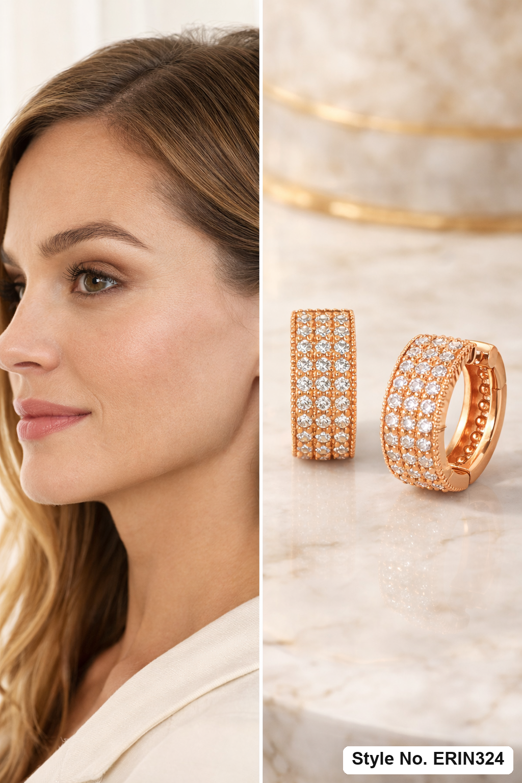 Rose Gold Feather Drop Earrings | ERIN324